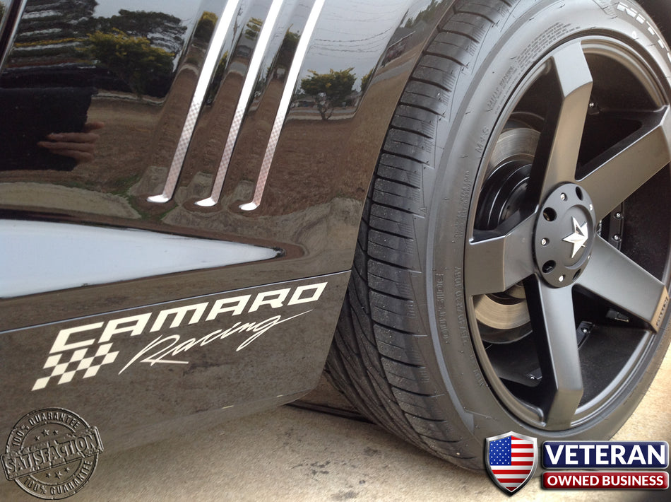 Chevy Camaro Racing Side Skirt Fender Vinyl LS LT RS SS ZL1 Z28 3 decals incl