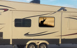 Deer Hunter at Sunset Universal RV Camper or 5th Wheel Window 50/50 Perforated Vinyl Decal