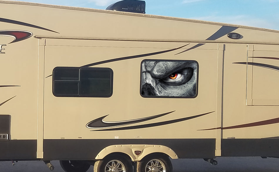 Evil Eye Universal RV Camper or 5th Wheel Window 50/50 Perforated Vinyl Decal