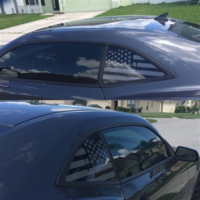 US Flag Vinyl Decal Universal fit Rear Quarter Window Distressed Grunge American