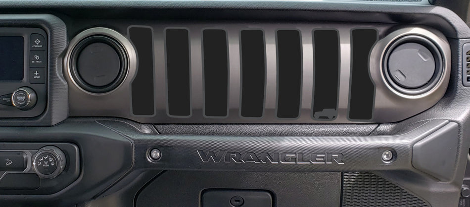 2 Door Dash grill decal Fits: 2018 & up Jeep Wrangler JL JT Sahara Altitude 0464