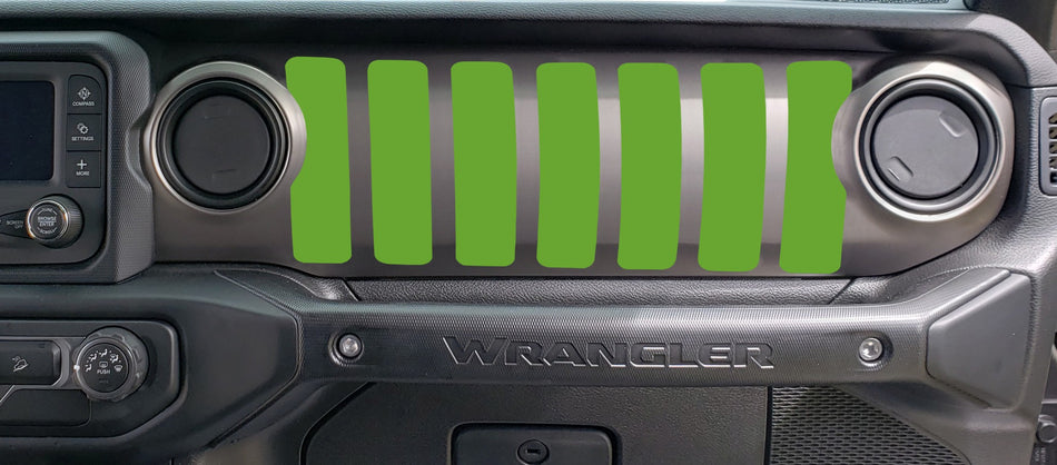 Dash grill decal Fits: 2018 & up Jeep Wrangler JL JT Sport MOAB Sahara Altitude