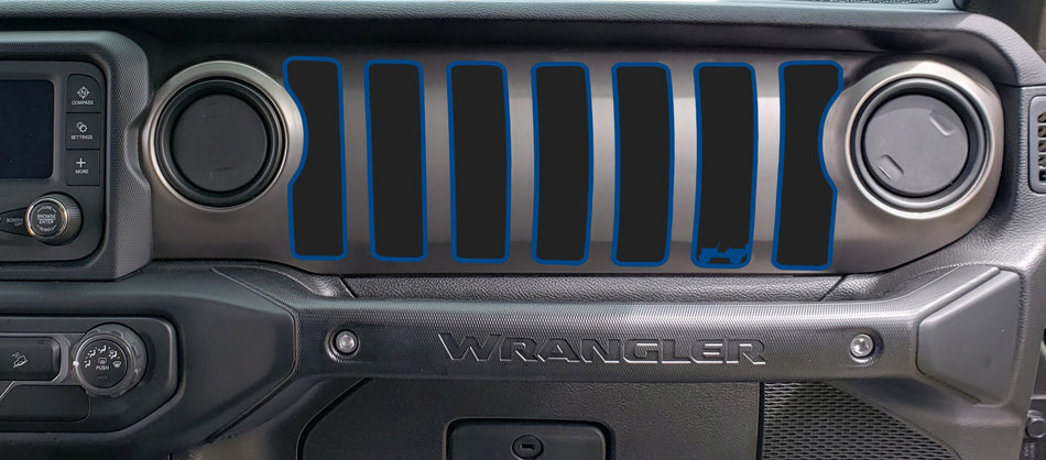 2 Color Willie Dash grill decal Fits: 2018 & up Jeep Wrangler JL JT Sahara Altitude 0464