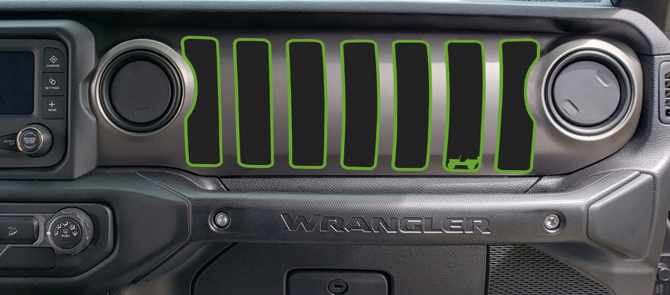 2 Color Willie Dash grill decal Fits: 2018 & up Jeep Wrangler JL JT Sahara Altitude 0464