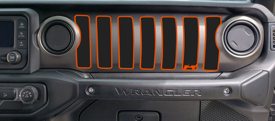 2 Color Willie Dash grill decal Fits: 2018 & up Jeep Wrangler JL JT Sahara Altitude 0464