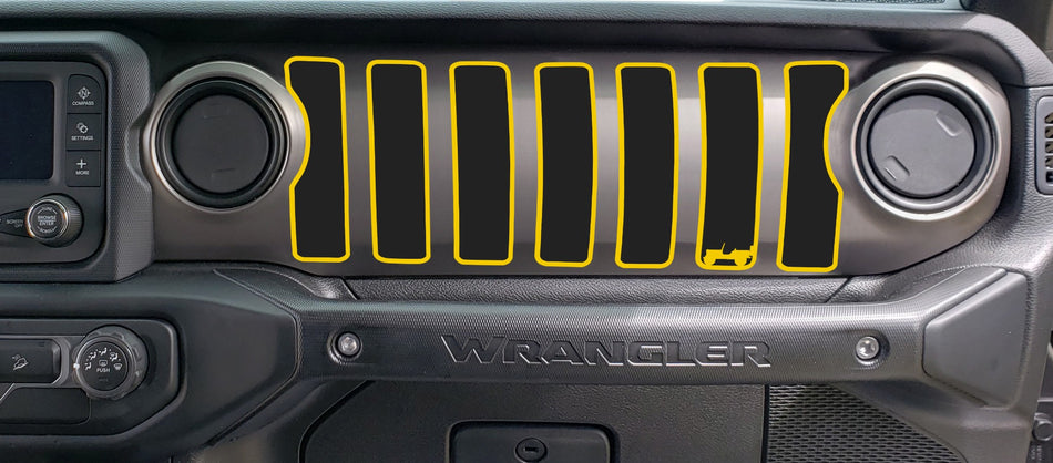 2 Color Willie Dash grill decal Fits: 2018 & up Jeep Wrangler JL JT Sahara Altitude 0464
