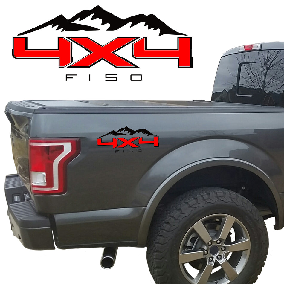 4X4 F150 MOUNTAIN BEDSIDE VINYL DECAL FORD TRUCK 2008-2017 F250 F350 SUPER DUTY