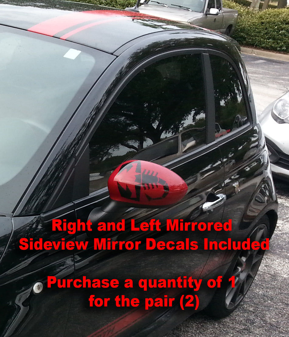 FIAT 500 Abarth 6.5" Scorpion Side Mirror Vinyl Decal Pair - Includes 2 Decals