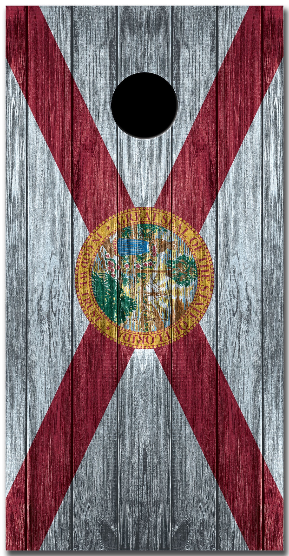Distressed Florida Flag Custom Cornhole Vinyl Wrap
