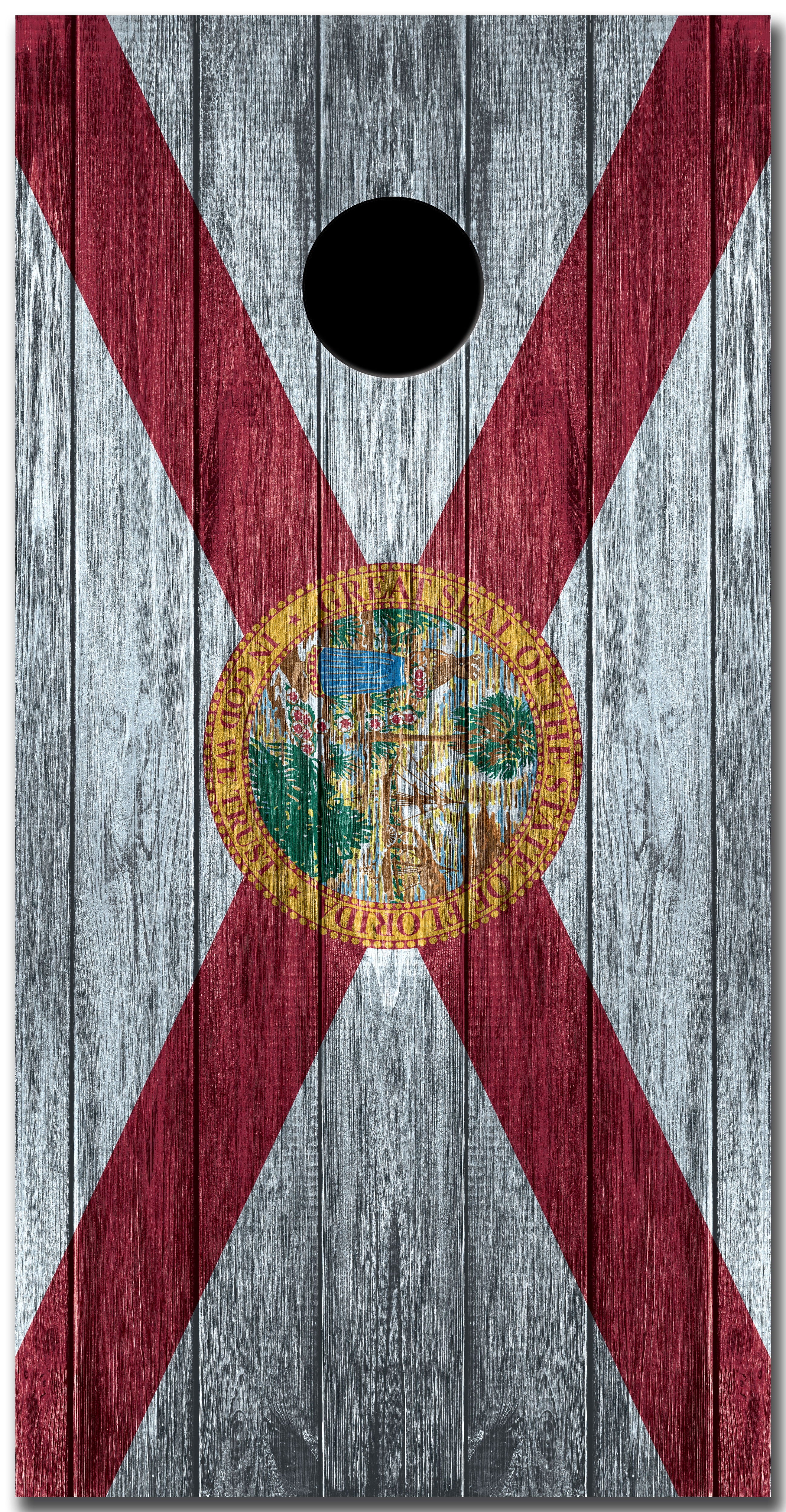 Distressed Florida Flag Custom Cornhole Vinyl Wrap