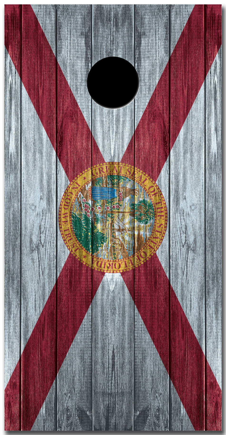 Distressed Florida Flag Custom Cornhole Vinyl Wrap