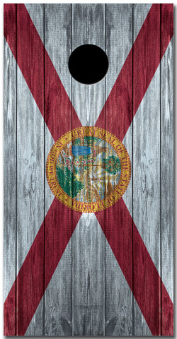 Distressed Florida Flag Custom Cornhole Vinyl Wrap