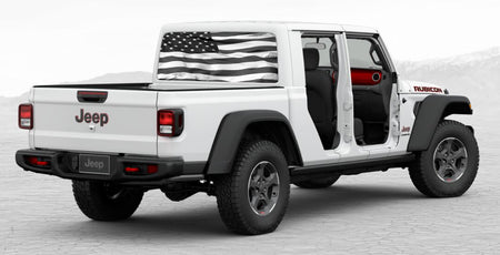 Black and White American Flag rear window perforated decal