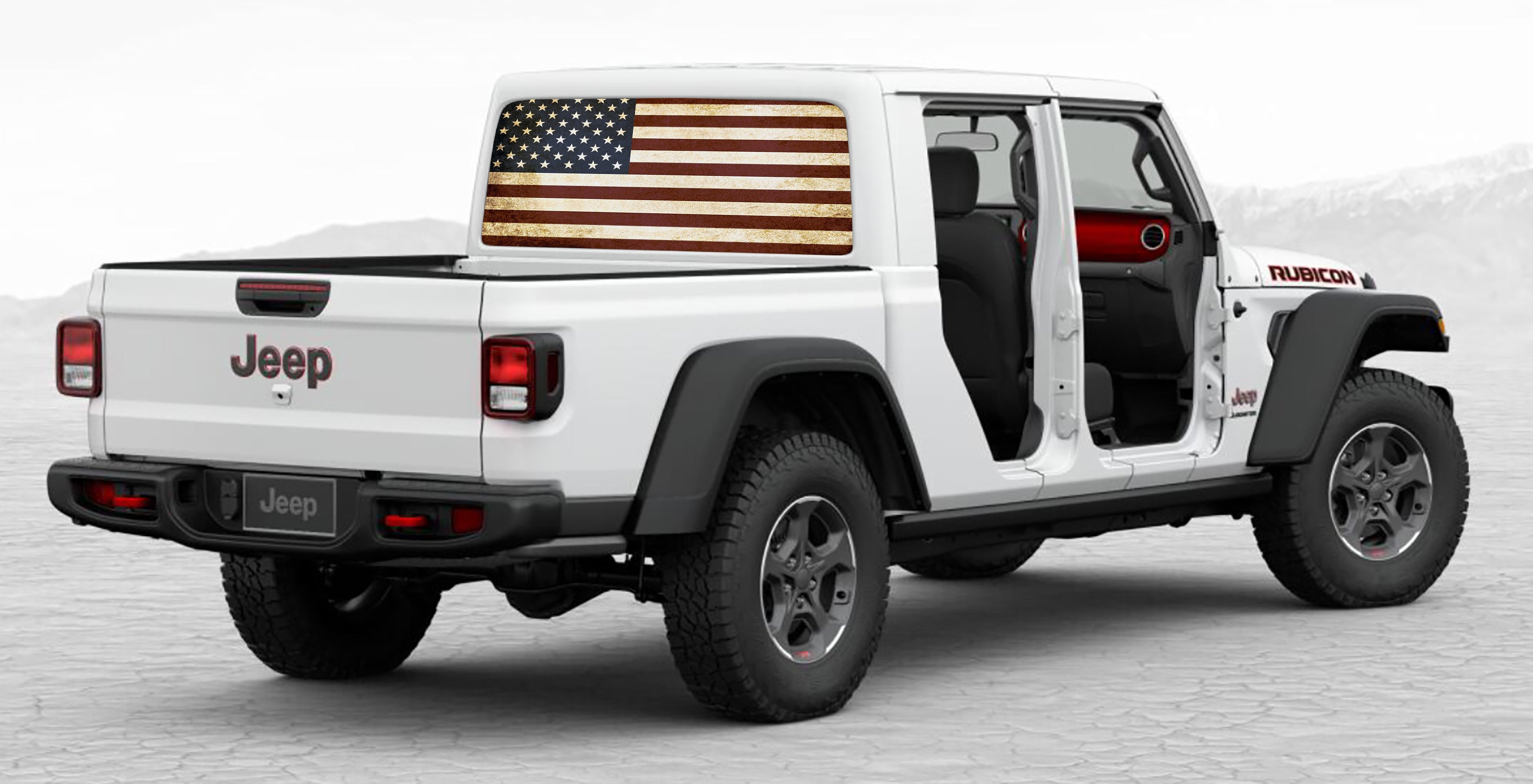 Distressed American Flag rear window perforated decal