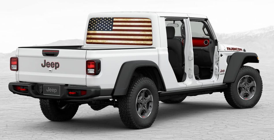 Distressed American Flag rear window perforated decal
