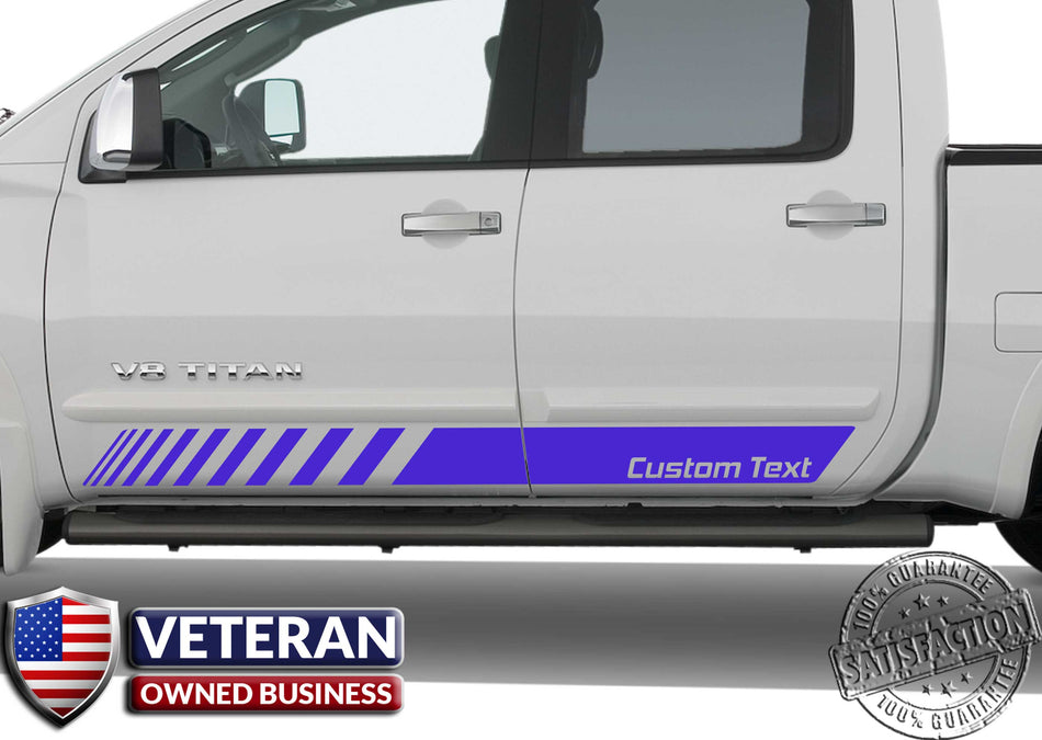 Universal Custom Text Half Strobe Forward door stripes Decals Vinyl Stickers Bedside Set: fits Toyota Ford Ram Chevy GMC Nissan