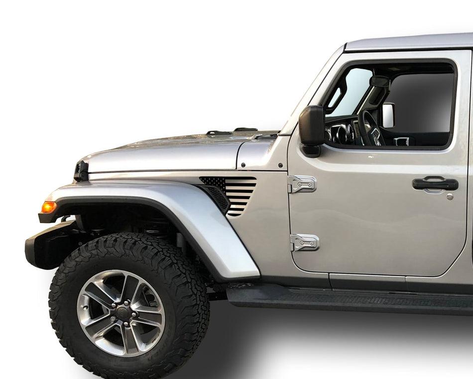American Flag Fender Vent Inlays Fits: 2018 & up Jeep Wrangler JL JT Sport