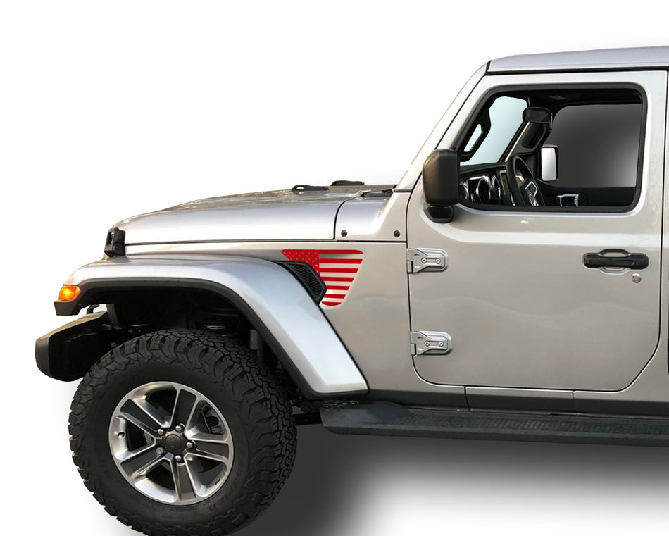 American Flag Fender Vent Inlays Fits: 2018 & up Jeep Wrangler JL JT Sport