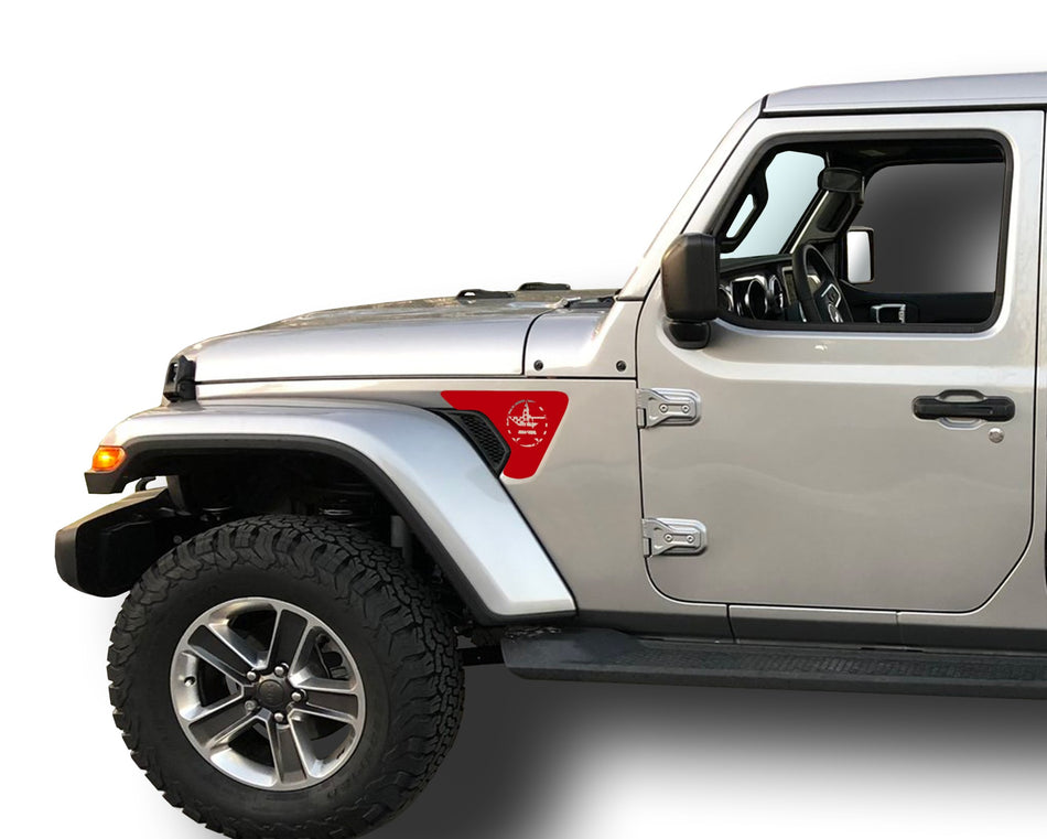 Oscar Mike Star Distressed Flag Fender Vent Inlays Fits: 2018 & up Jeep Wrangler 0267