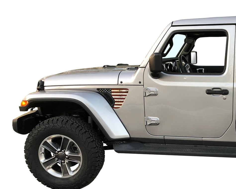 US American Flag Fender Vent Inlays Fits: 2018 & up Jeep Wrangler JL JT Sport