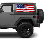Universal American Flag Waving Window Tint Perforated Vinyl Fits: Jeep 2/4 Door Hard Top