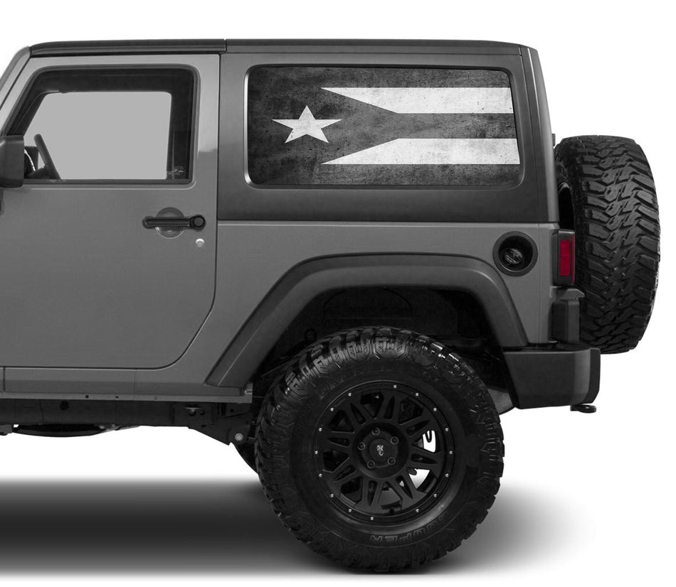 Universal Puerto Rico Flag Window Tint Perforated Vinyl Fits: Jeep 2/4 Door Hard Top