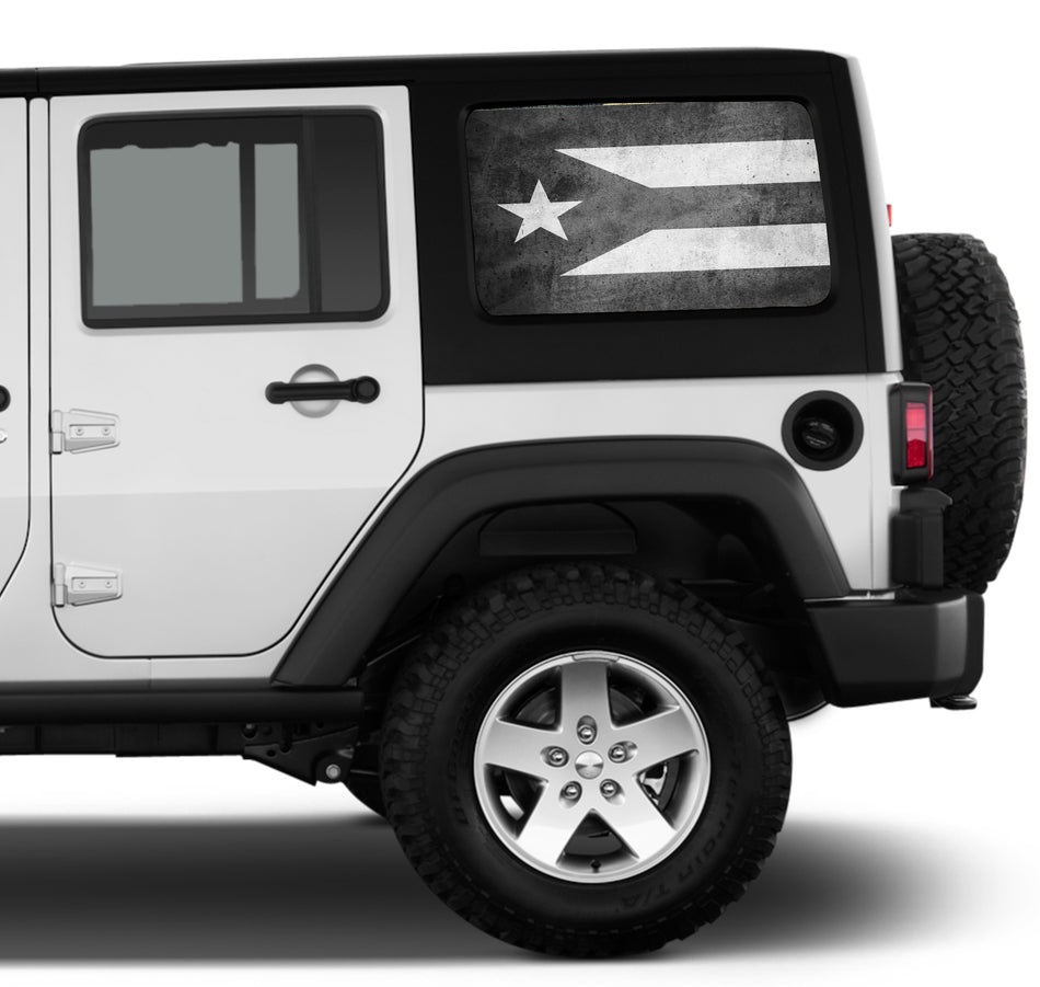 Universal Puerto Rico Flag Window Tint Perforated Vinyl Fits: Jeep 2/4 Door Hard Top
