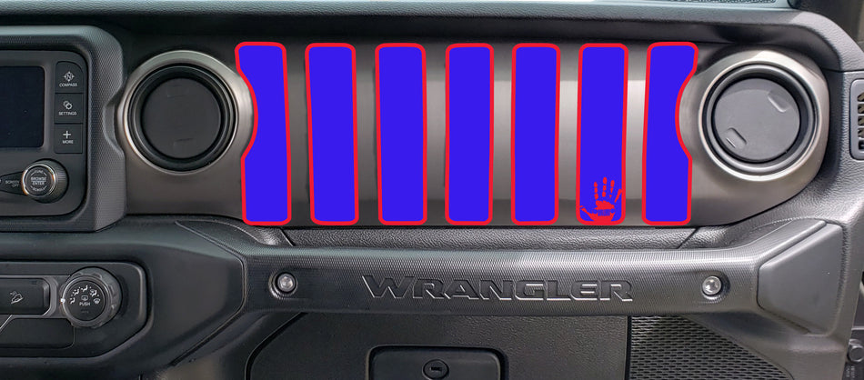 2 Color Jeep Wave Dash grill decal Fits: 2018 & up Jeep Wrangler JL JT Sahara Altitude 0464