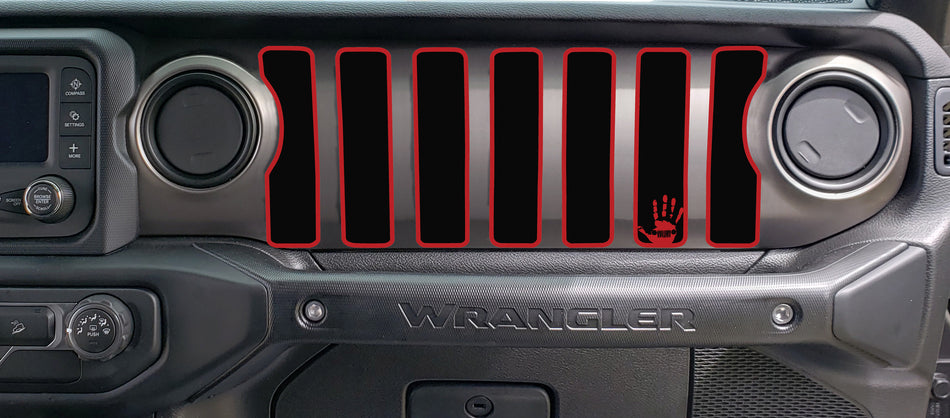 2 Color Jeep Wave Dash grill decal Fits: 2018 & up Jeep Wrangler JL JT Sahara Altitude 0464