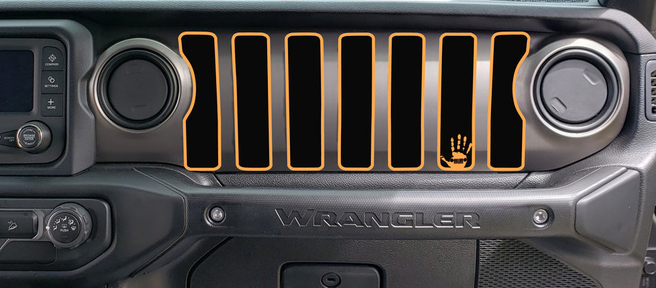 2 Color Jeep Wave Dash grill decal Fits: 2018 & up Jeep Wrangler JL JT Sahara Altitude 0464