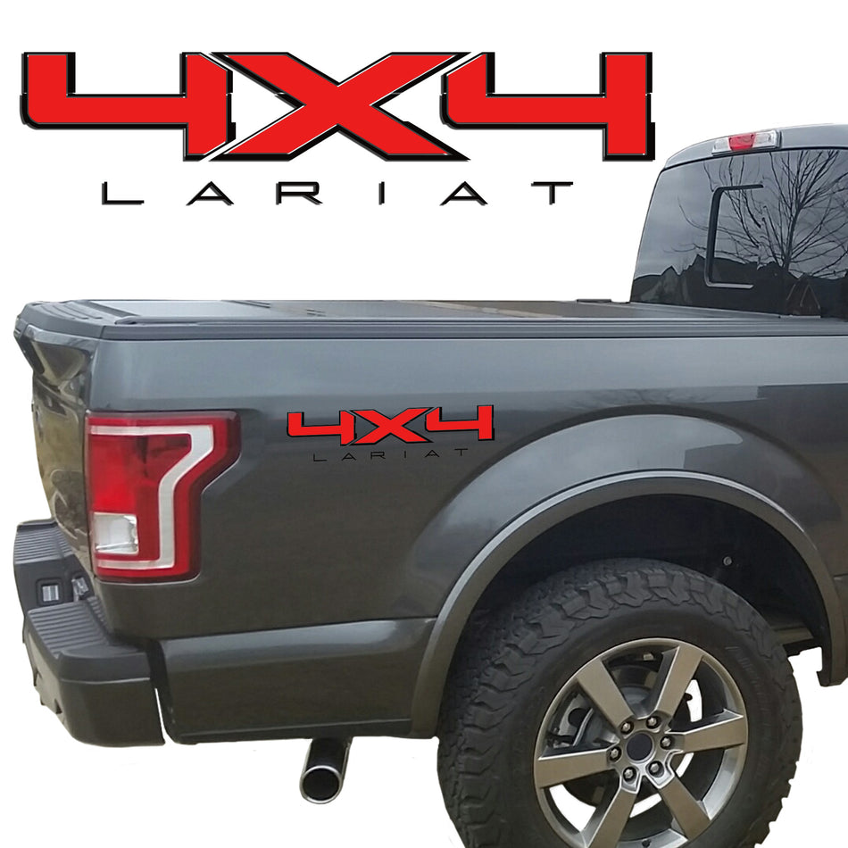 4X4 LARIAT BEDSIDE VINYL DECAL FIT FORD TRUCKS 2008-2017 F150 F250 SUPER DUTY