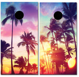 Palm Tree Sunset Custom Cornhole Vinyl Wrap