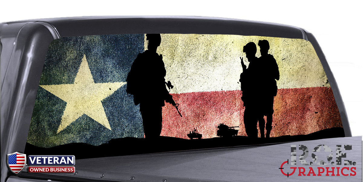 Texas rear window perforated decal