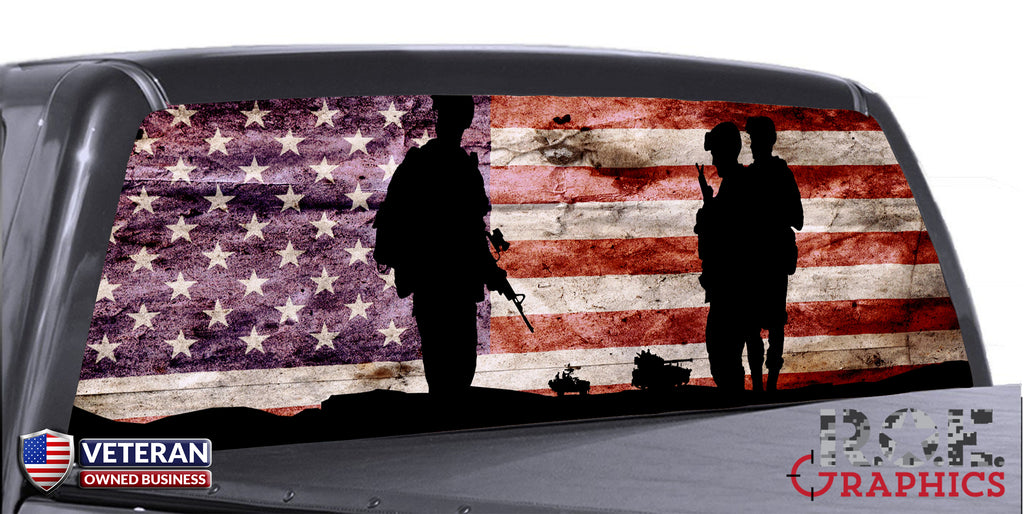 Military Army Marine Flag Universal Truck Rear Window 50/50 Perforated ...