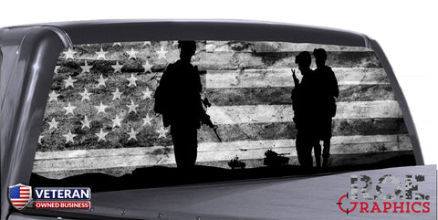 Army Flag rear window perforated decal