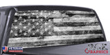 Distressed Black and White American Flag rear window perforated decal