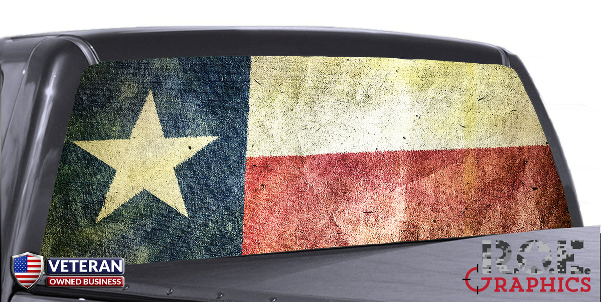 Texas rear window perforated decal