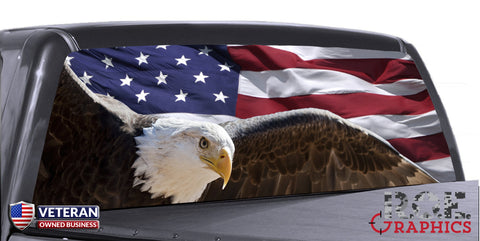 Bald Eagle rear window perforated decal