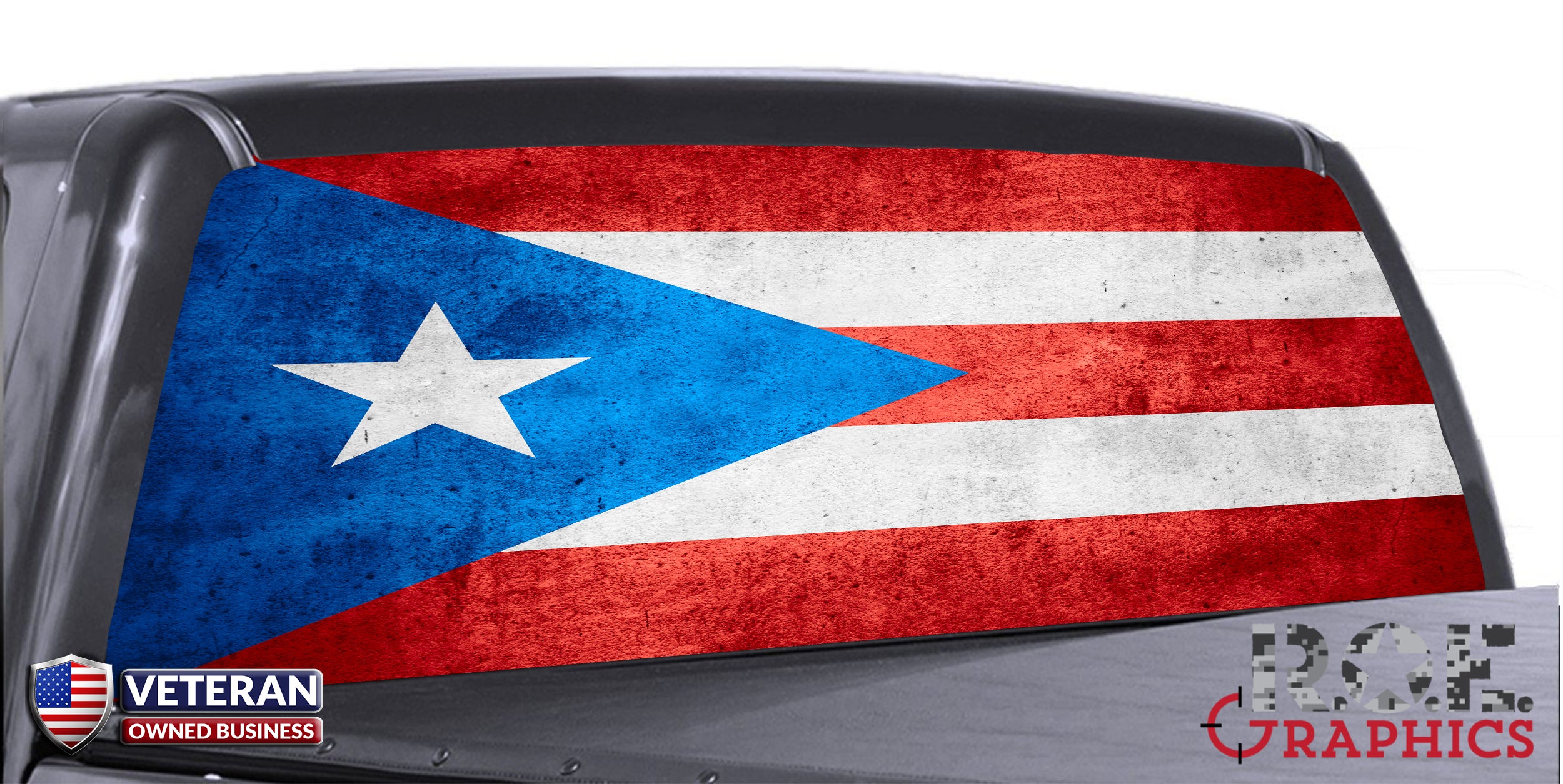 Puerto Rico rear window perforated decal