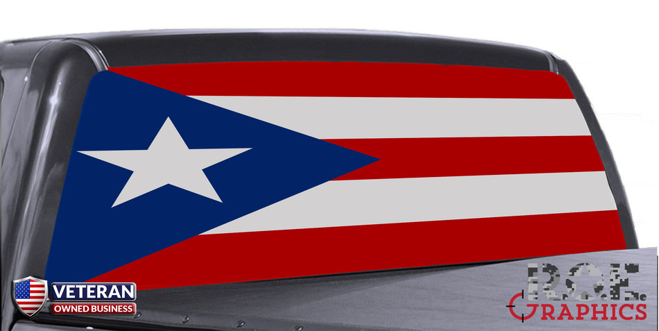 Puerto Rico rear window perforated decal