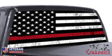 Black and White Thin Red Line rear window perforated decal