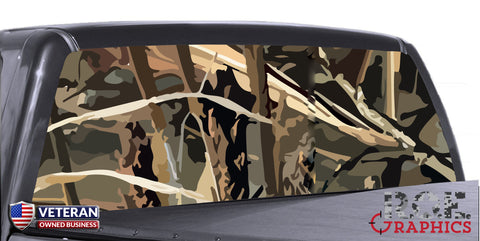 Woodland camouflage Universal Truck Rear Window 50/50 Perforated Vinyl Decal
