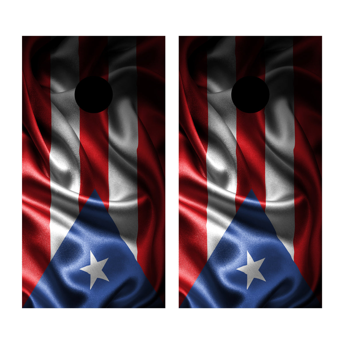 Puerto Rice Flag Wavy Custom Cornhole Vinyl Wrap