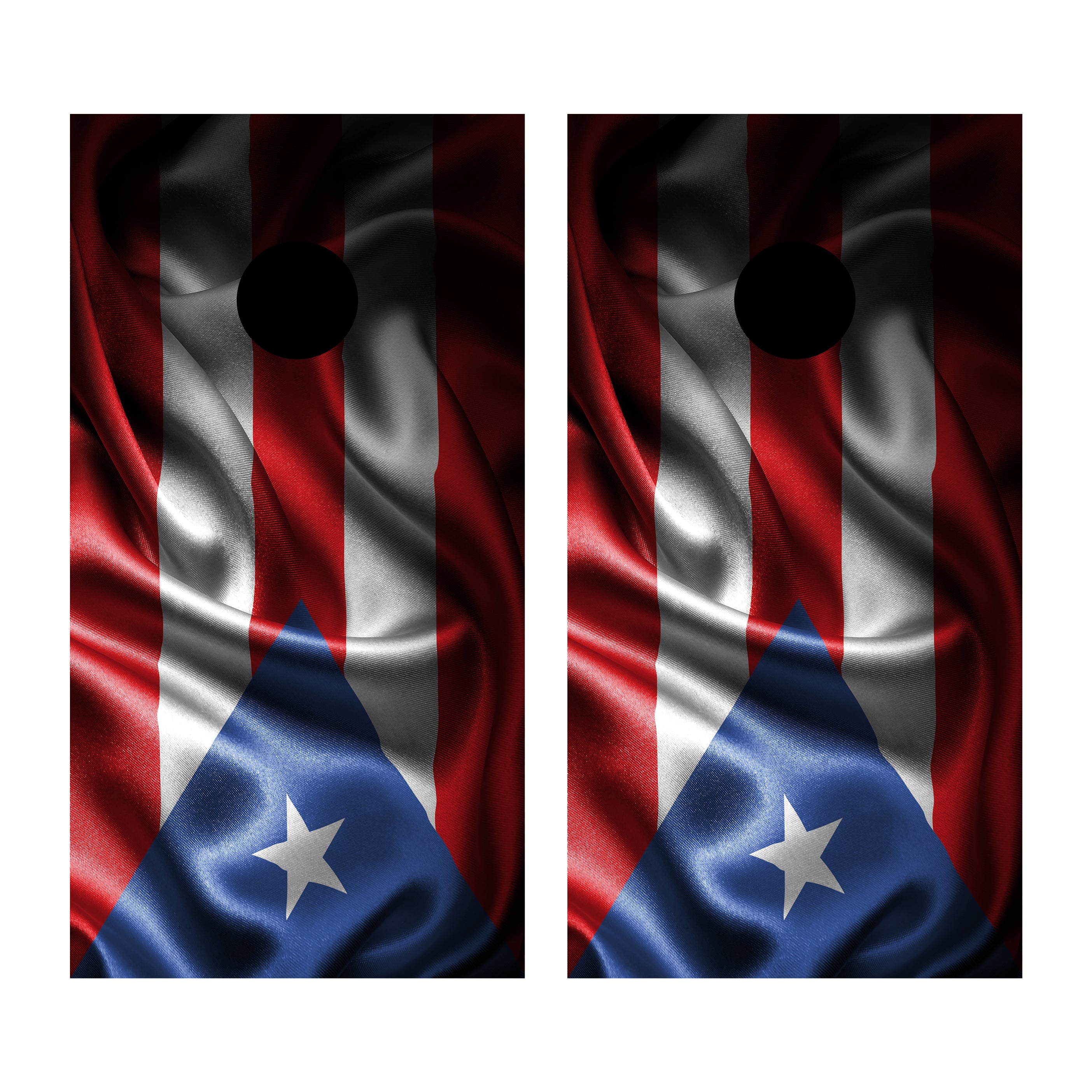 Puerto Rice Flag Wavy Custom Cornhole Vinyl Wrap
