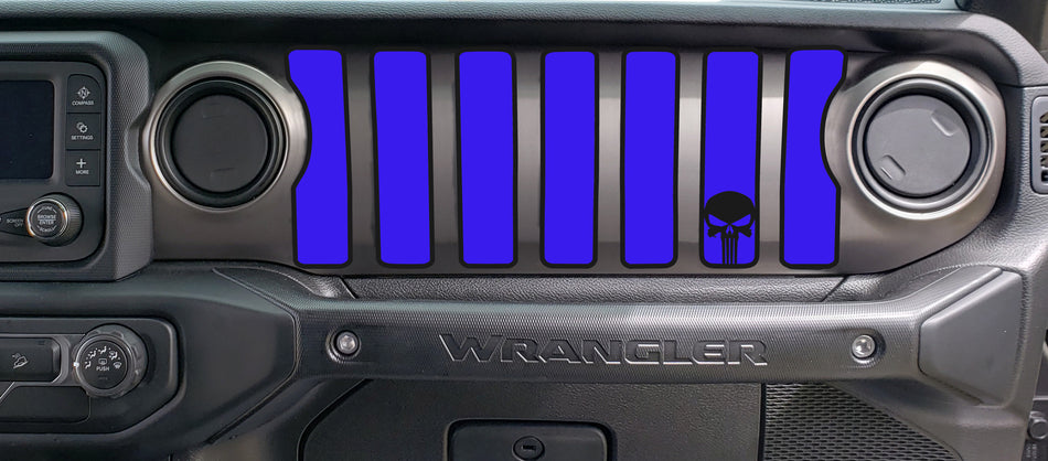 2 Color Punisher Dash grill decal Fits: 2018 & up Jeep Wrangler JL JT Sahara Altitude 0464
