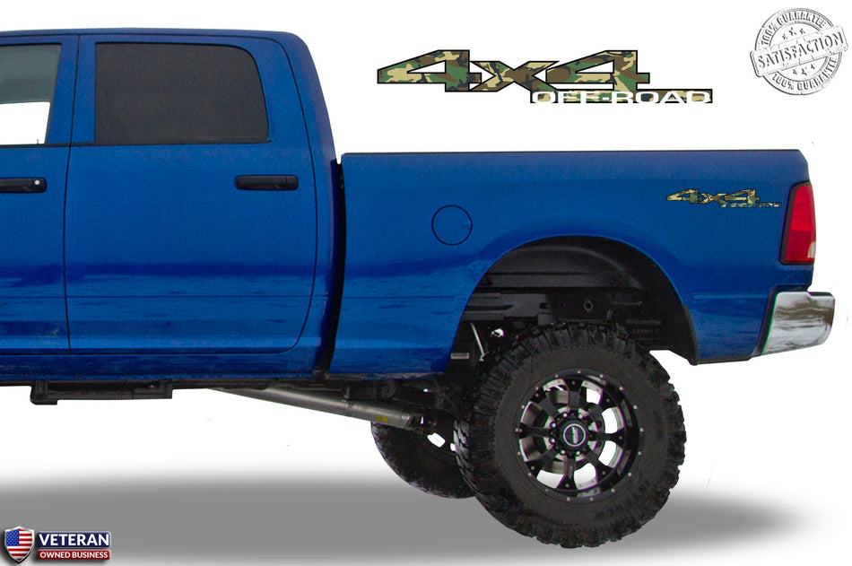 4x4 Off Road Forest Camo Bedside Decals Fits Dodge Ram 2010-17 1500 2500 3500-co