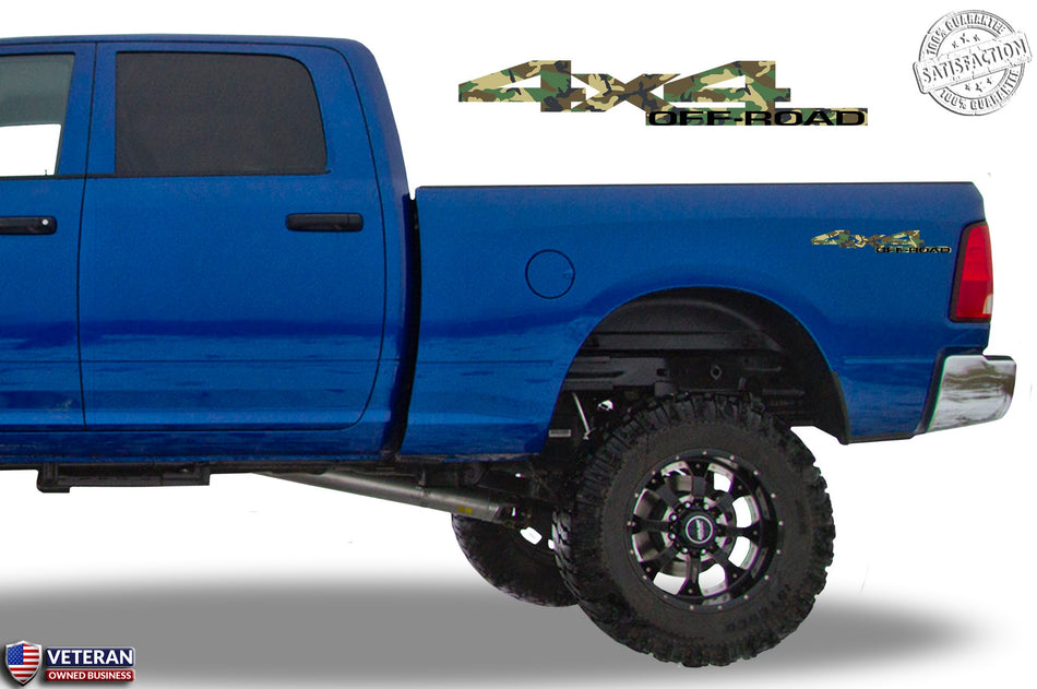 4x4 Off Road Forest Camo Bedside Decals Fits Dodge Ram 2010-13 1500 2500 3500