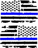 12 inch Thin Blue Line Distressed USA Flag Vinyl Decals