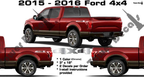 4x4 BED SIDE VINYL DECAL CHROME CARBON FIBER FORD F150 F250 F350 F450 SUPERDUTY