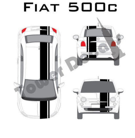 3-9" Single Rally Racing Pin Stripe Cast Vinyl Decal Fits All Fiat 500c, Abarth
